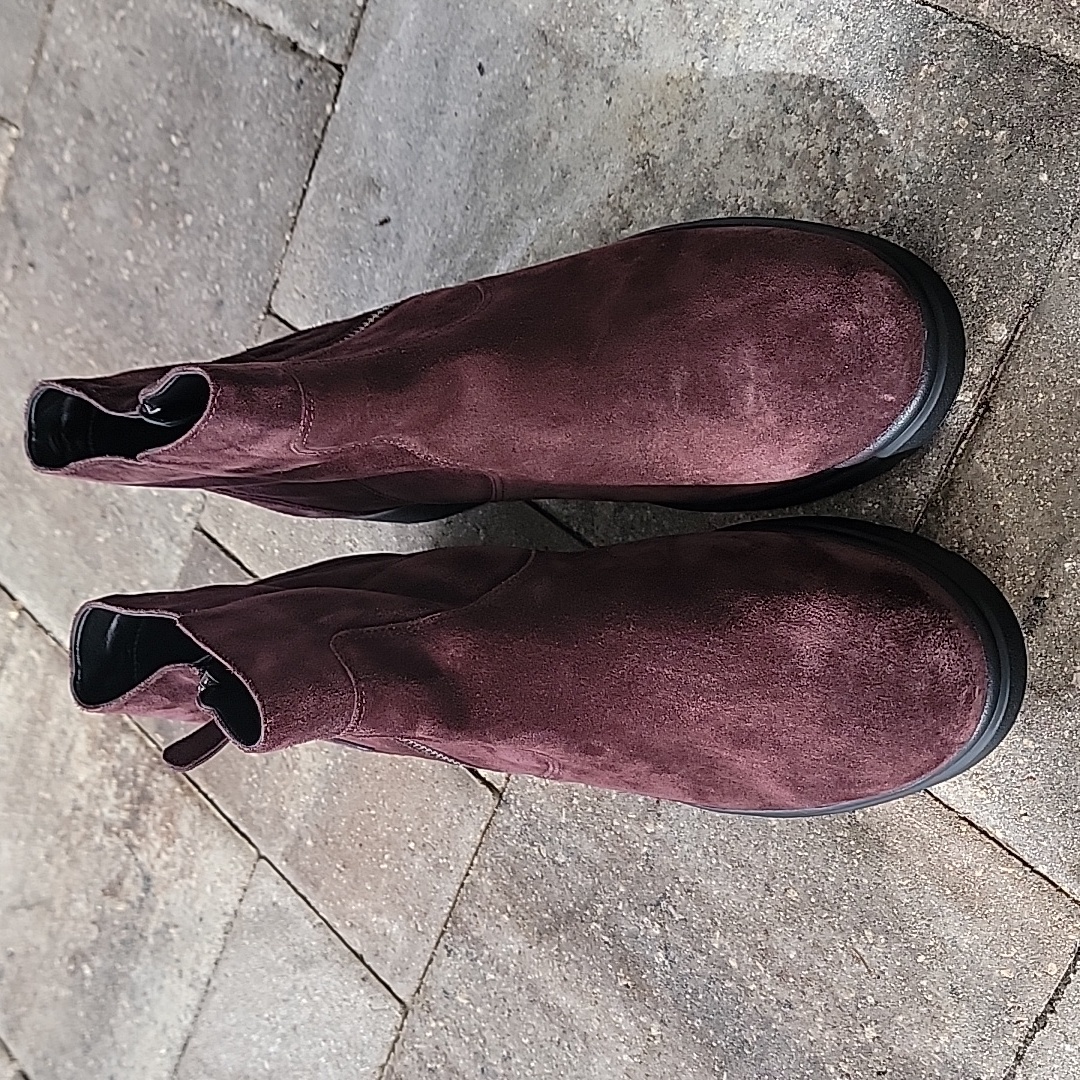 Mephisto Doucia Ankle Zip Boots In Plum Suede Sz 11
